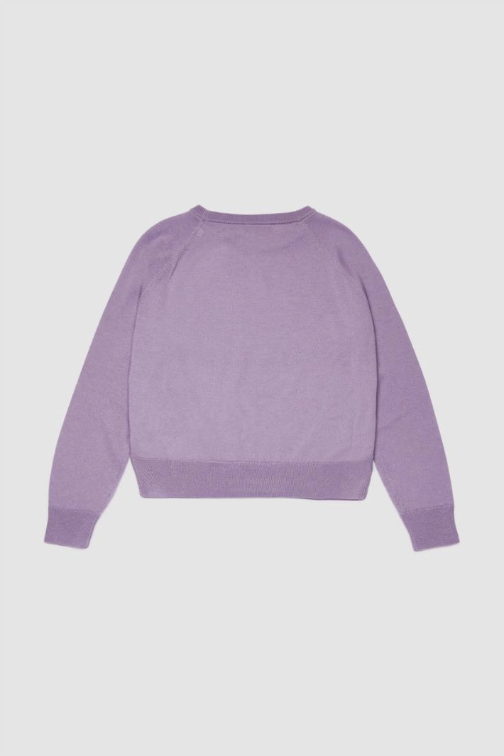 Crew neck sweater with embroidery KID - LILAC