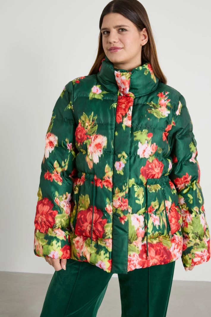 Printed water-repellent padded jacket - GREEN