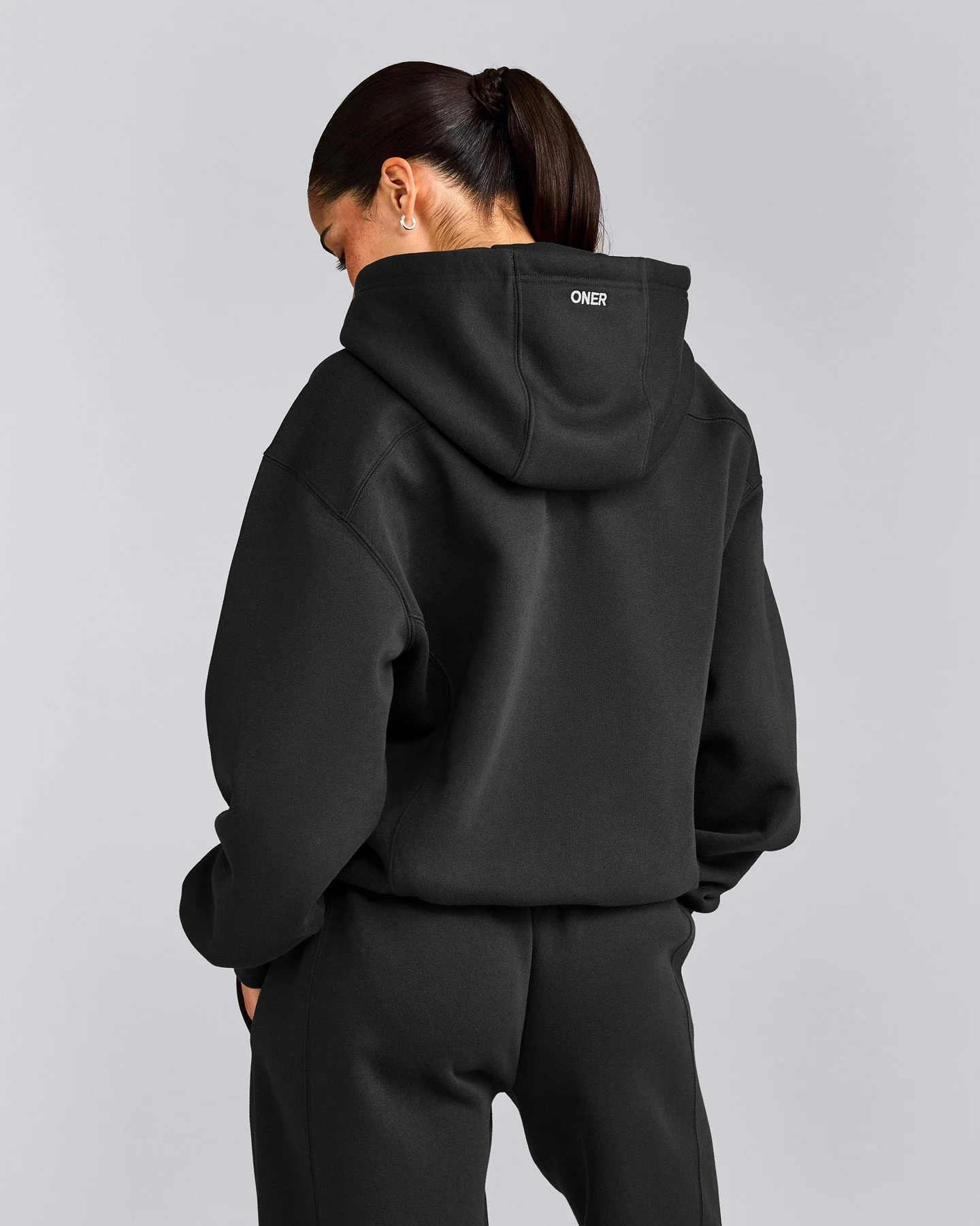 Foundations Cosy Zip Through Hoodie | Soft Black
