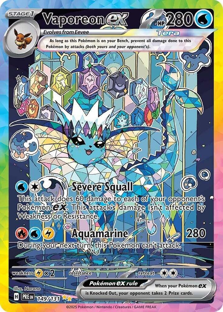 Pokemon SV: Prismatic Evolutions 149/131 Vaporeon ex Near Mint