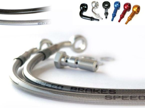Tecnium Aviation SPEEDBRAKES stainless steel/aluminum fitting brake hose kitKAWASAKI 600 NINJA ZX-6 R (ZX600R) - 2009 - 2010Ref: TE05609A / 3009190