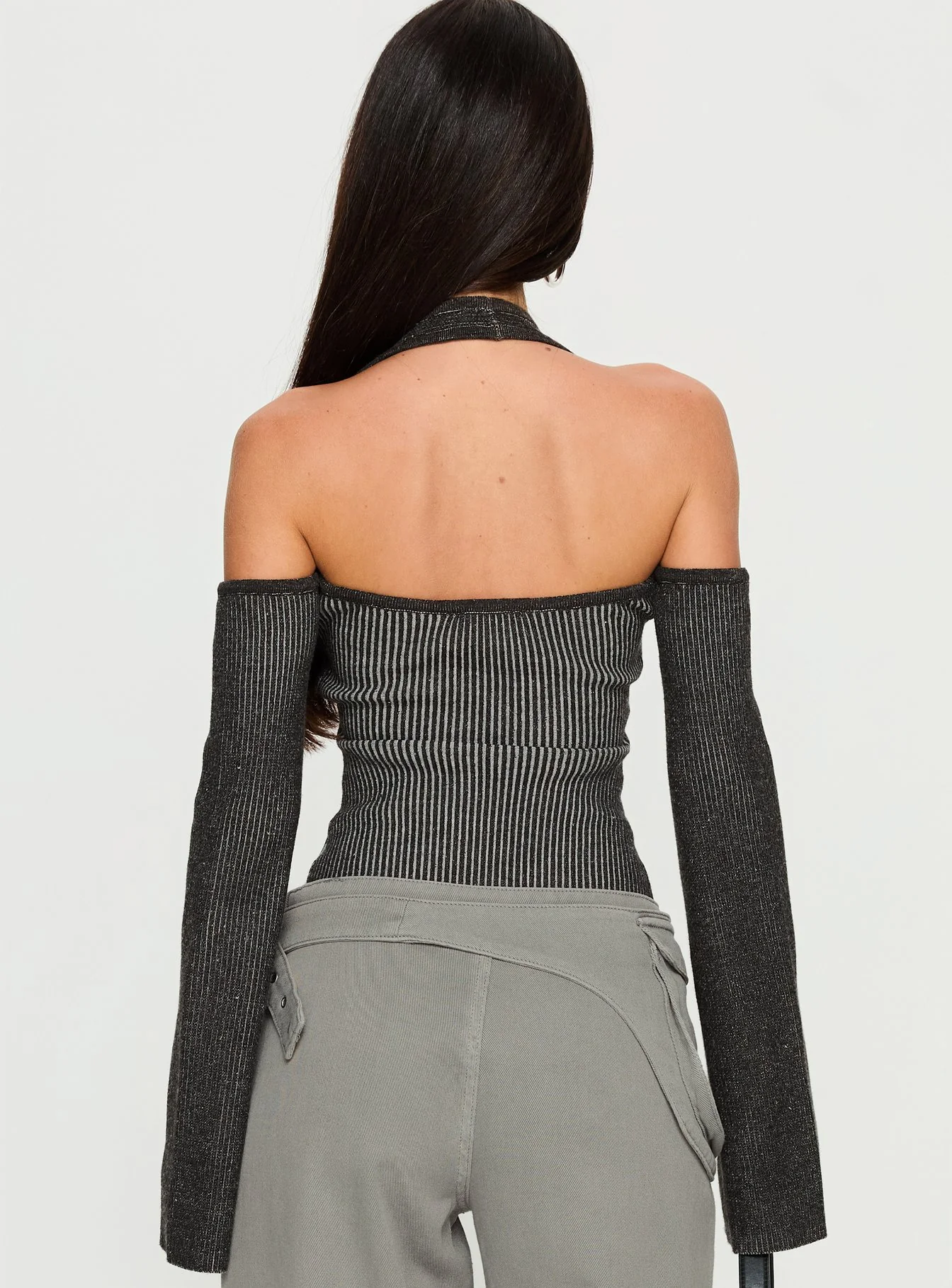 Novelia Halter Long Sleeve Top Black