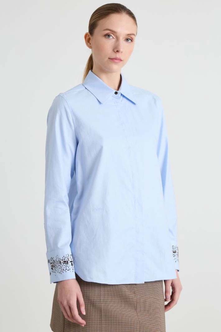 Camisa Oxford con pedrería - PALE BLUE