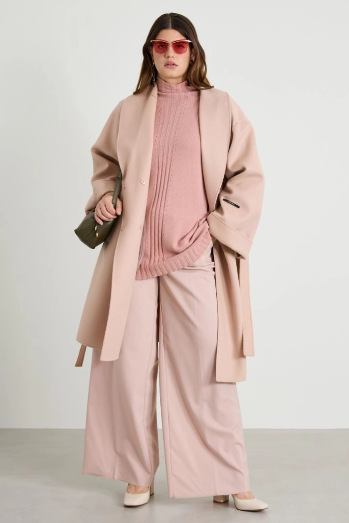 Wool and cashmere coat - POWDER PINK