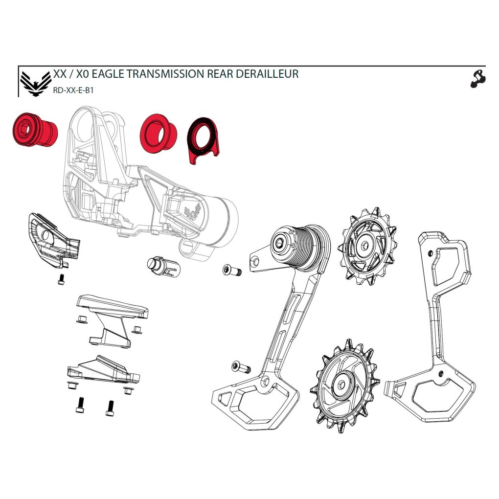 SRAM Full Mount Bolt Kit for XX Eagle Rear Derailleur - AXS | T-Type | B1 - 11.7518.104.001