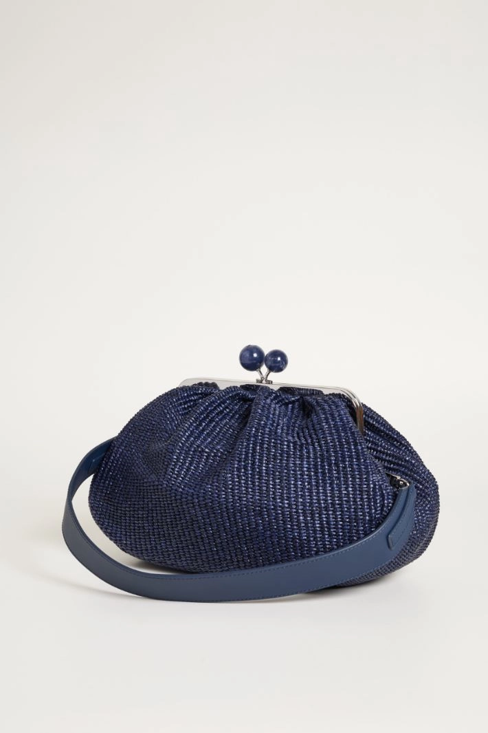 Raffia-effect fabric clutch bag - BLUE