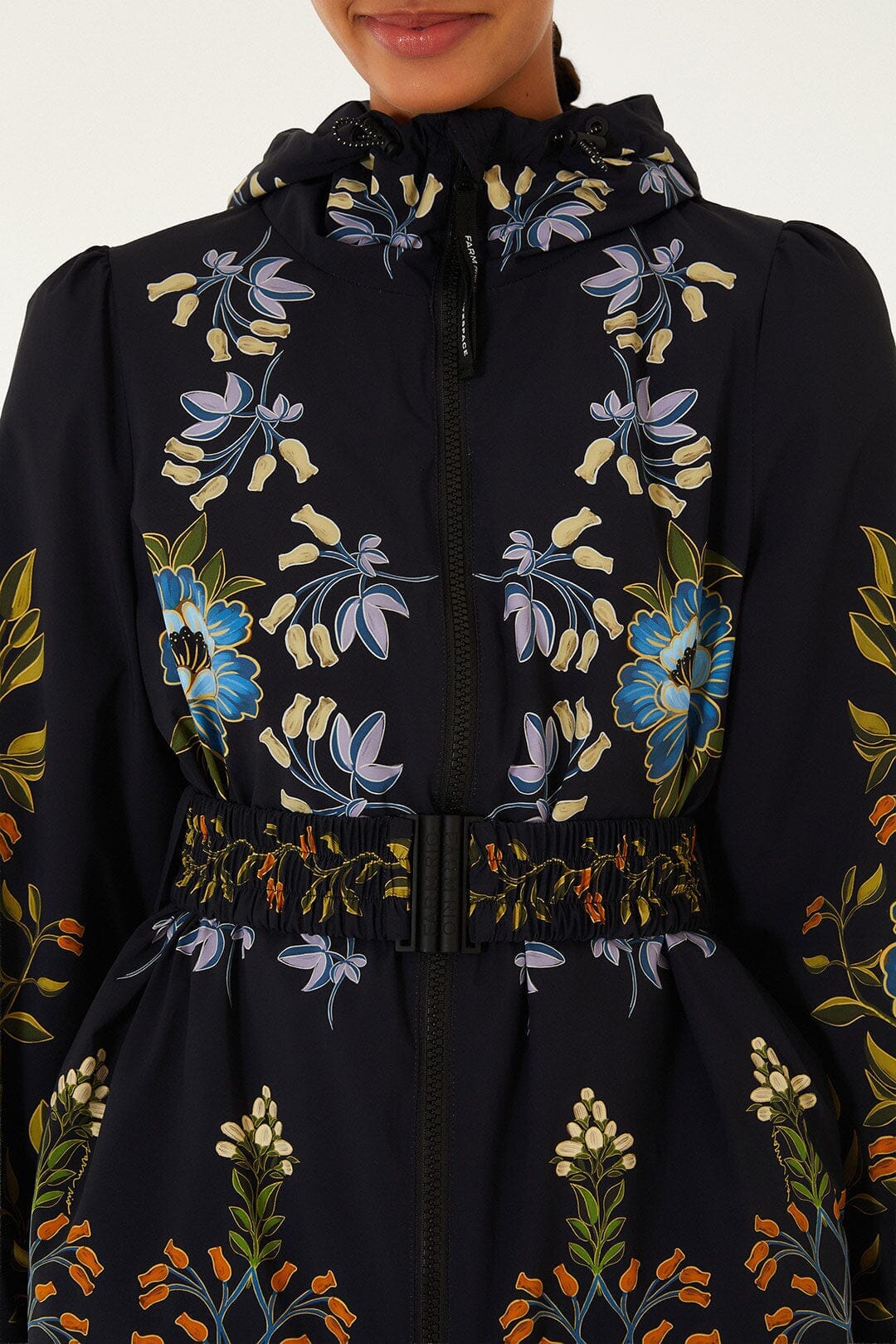 Black Winter Garden Hooded Belted Puffer Ski Jacket