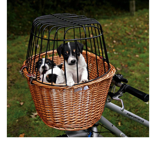 Trixie Bicycle Basket with Wire Mesh Cover - Natural