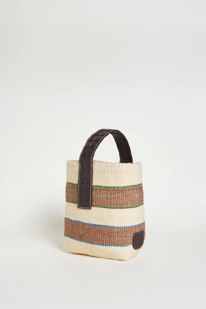 Small natural rope bucket bag - CAMEL WHITE