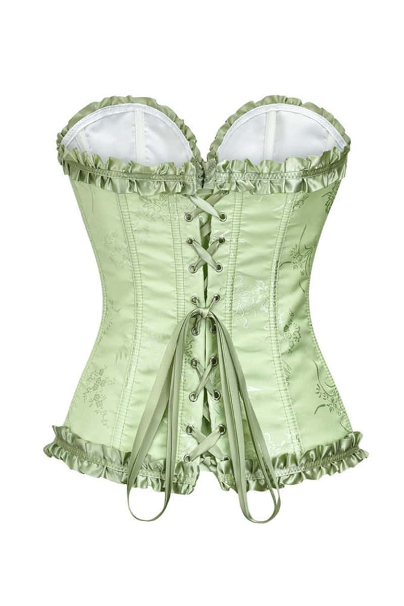 Sweetheart Sage Green Lace-Up Floral Corset