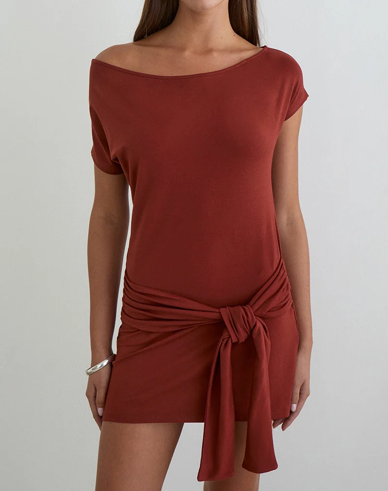 Genya Mini Dress in Jersey Fired Brick