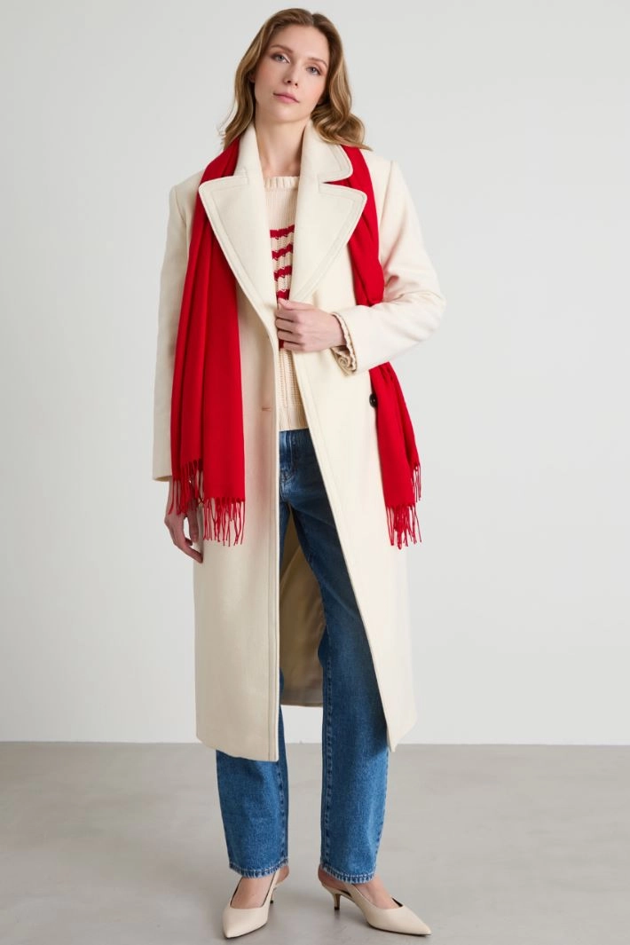 Coat with wide pockets - CREAM