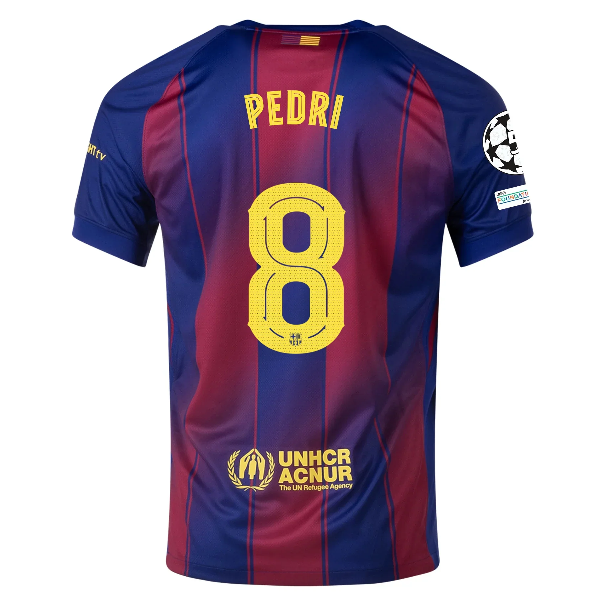 Pedri FC Barcelona Home Jersey 25/26 w/ Champions League Patches (Deep Royal Blue/Midwest Gold)