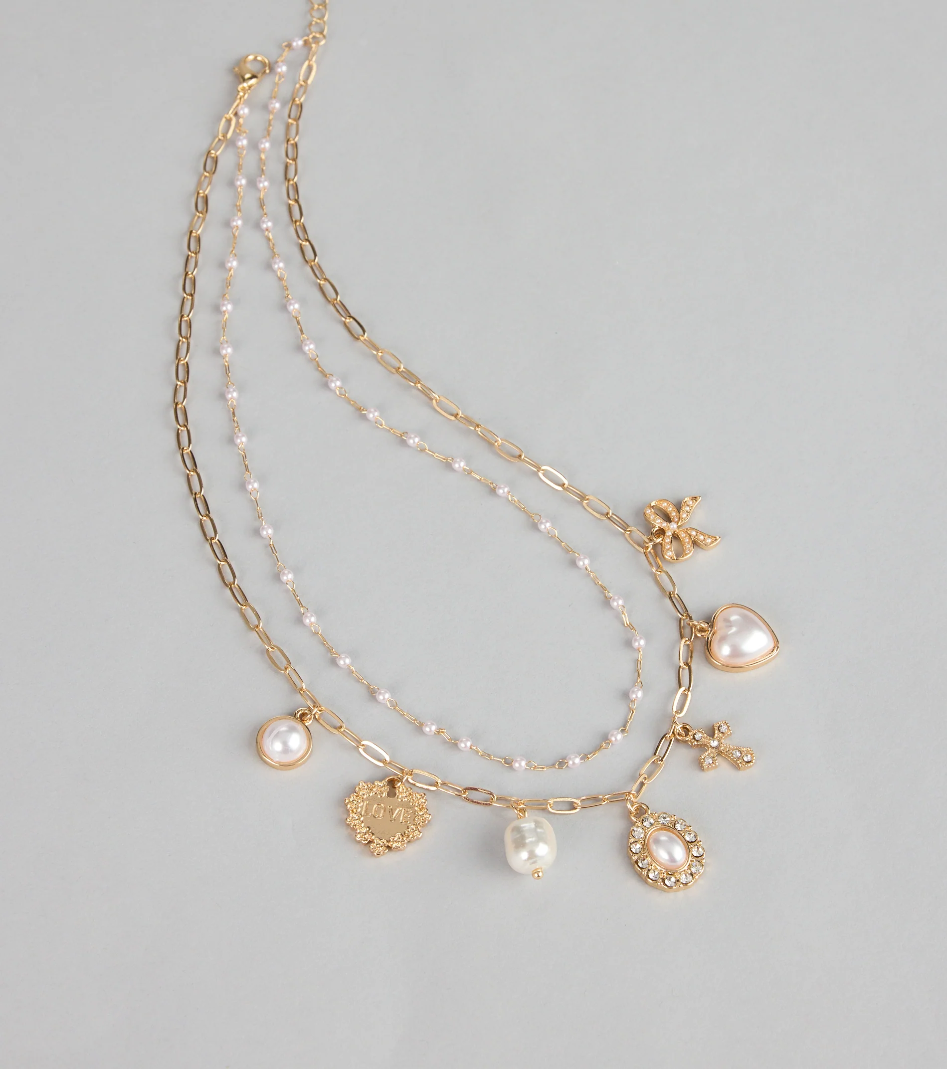 Pearly Keepsakes Layered Charm Necklace