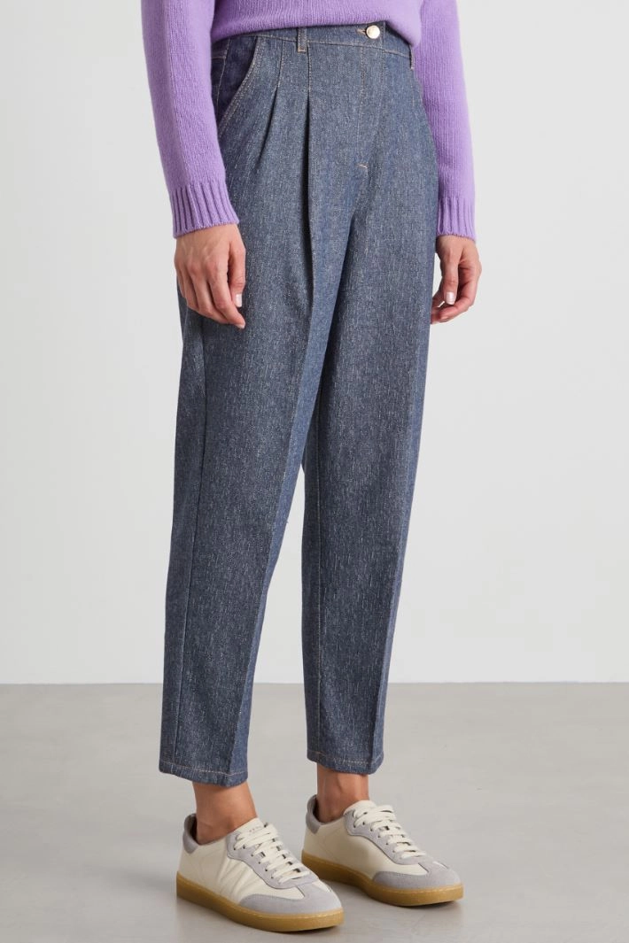 Baggy denim effect trousers - LIGHT BLUE