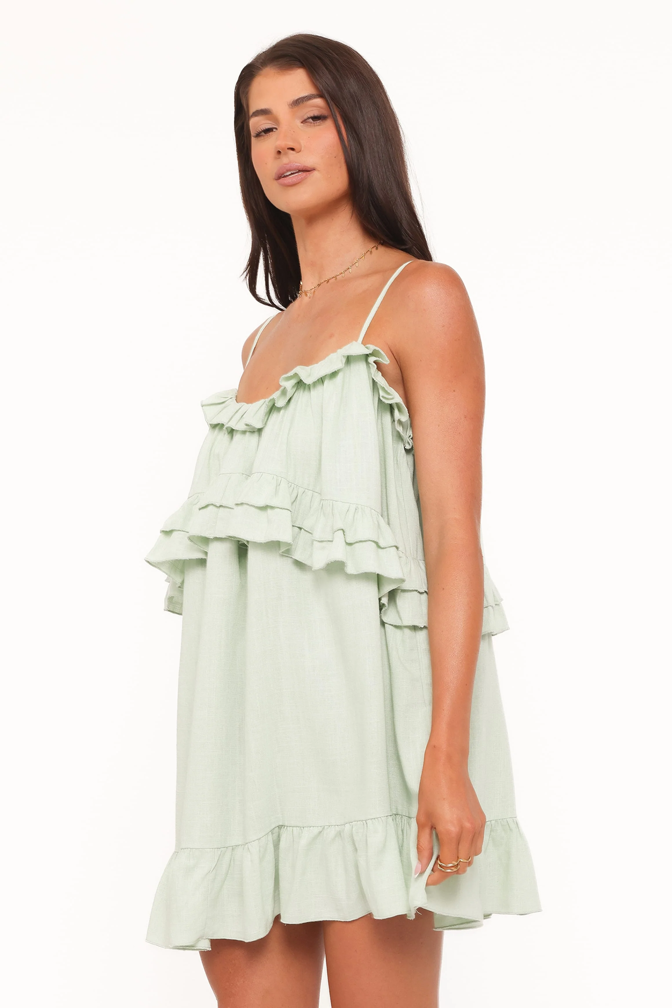 Angie Ruffle Mini Dress - Jade