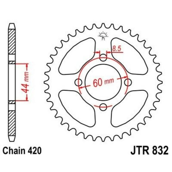JT. Standard Steel Sprocket - 420 Chain 38TRef: Jtc01852A / 1075144001