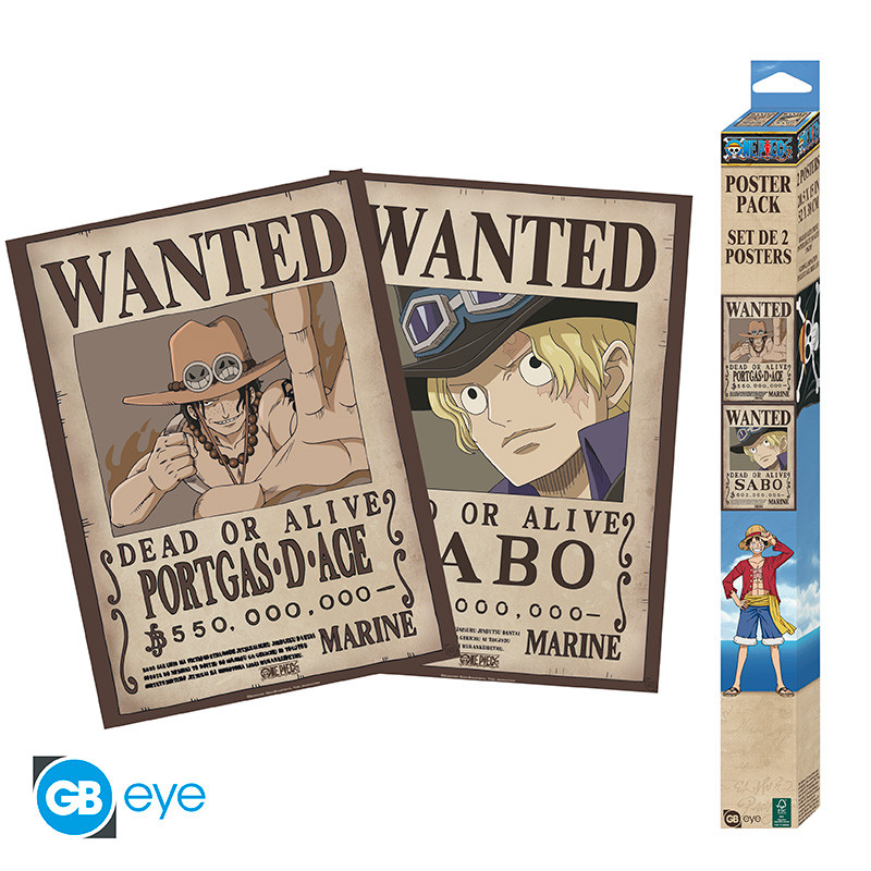 ONE PIECE Set 2 Chibi Posters Wanted Sabo & Ace