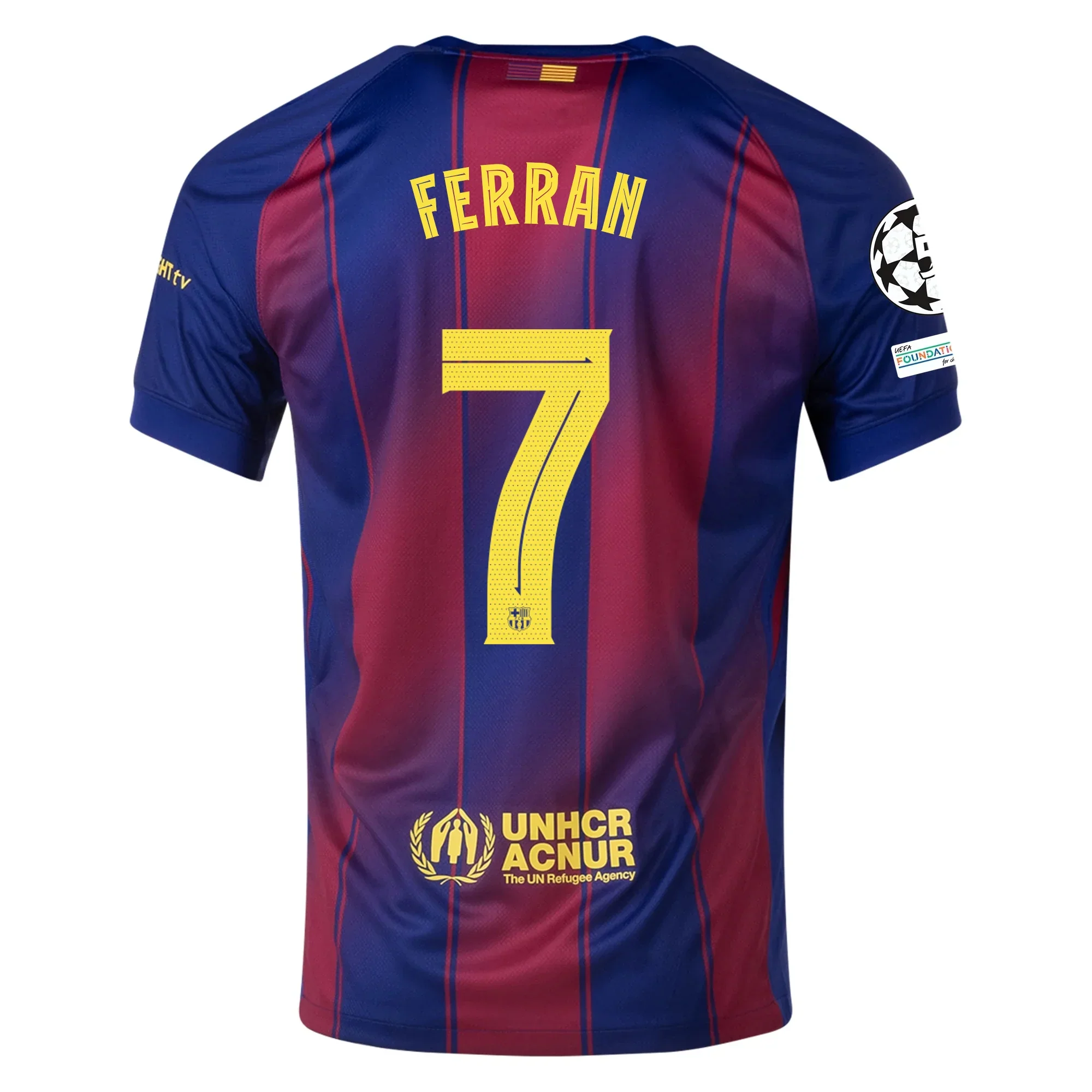 Ferran FC Barcelona Home Jersey 25/26 w/ Champions League Patches (Deep Royal Blue/Midwest Gold)