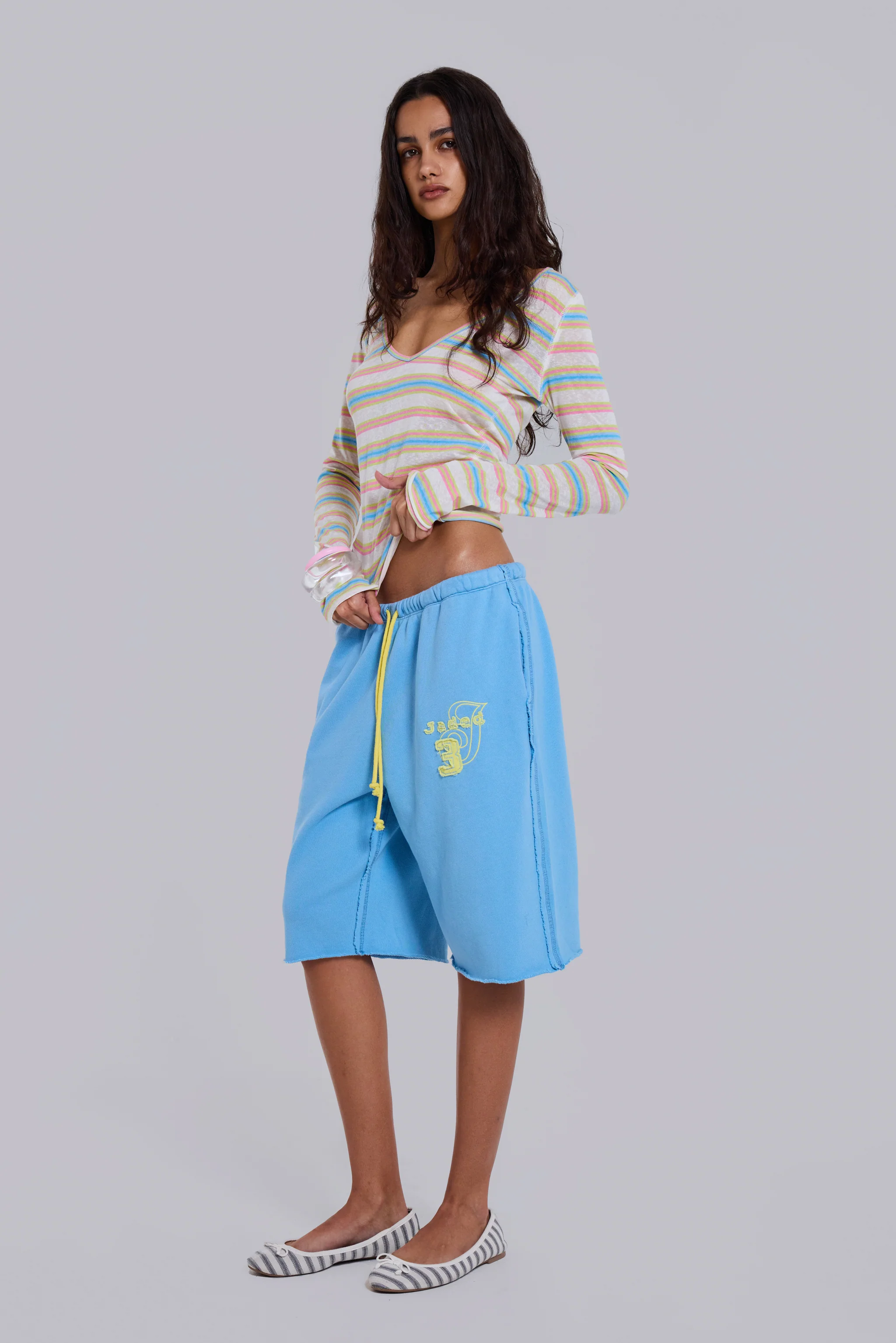 Cleo Slouchy Jogger Shorts in Blue