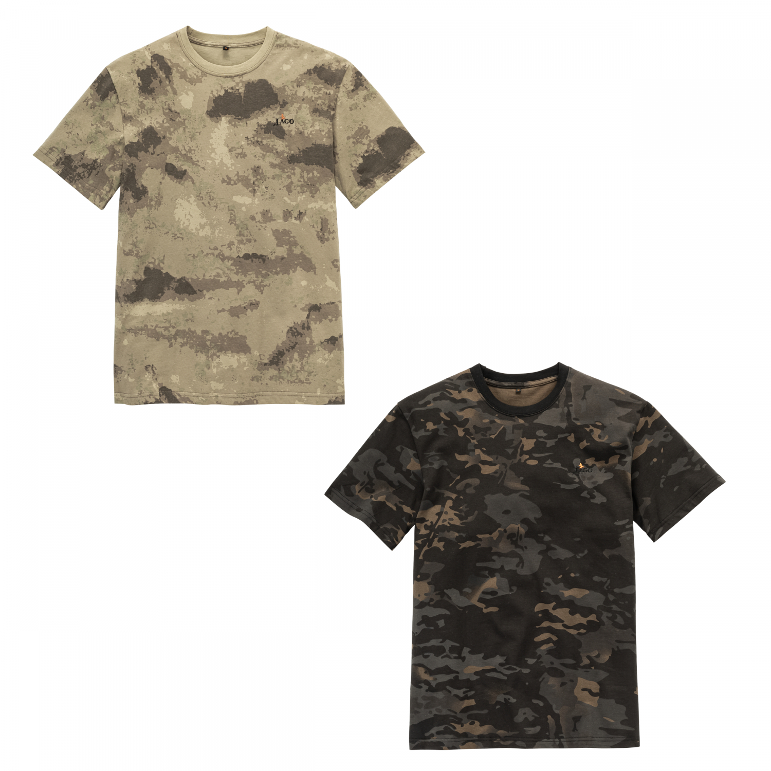il Lago Prestige Set Of 2: T-Shirts Men (Beige Camouflage\/Dark Camouflage)