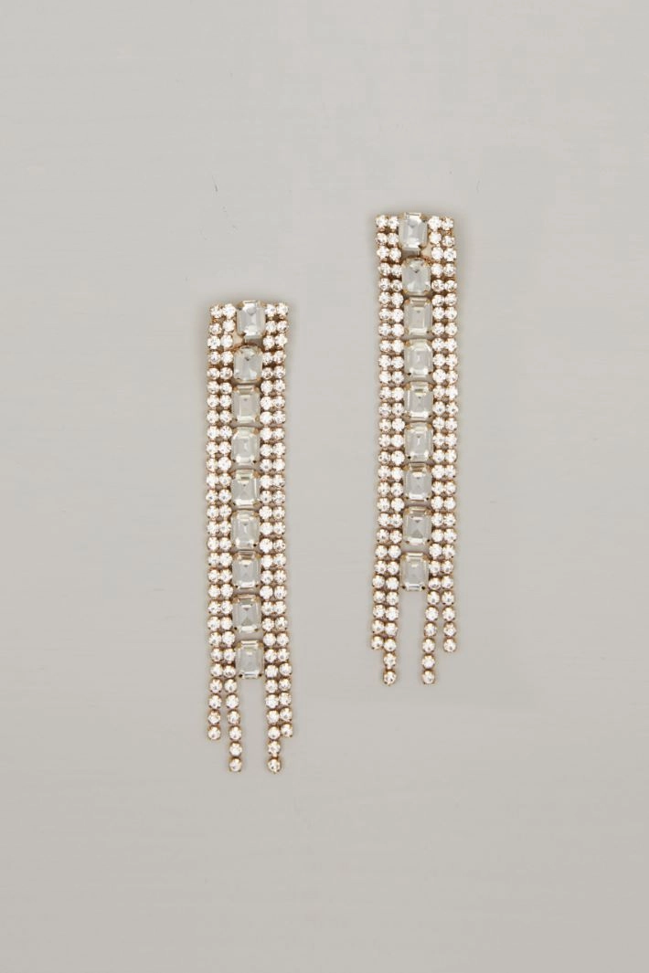 Pendant earrings with rhinestones - GOLD