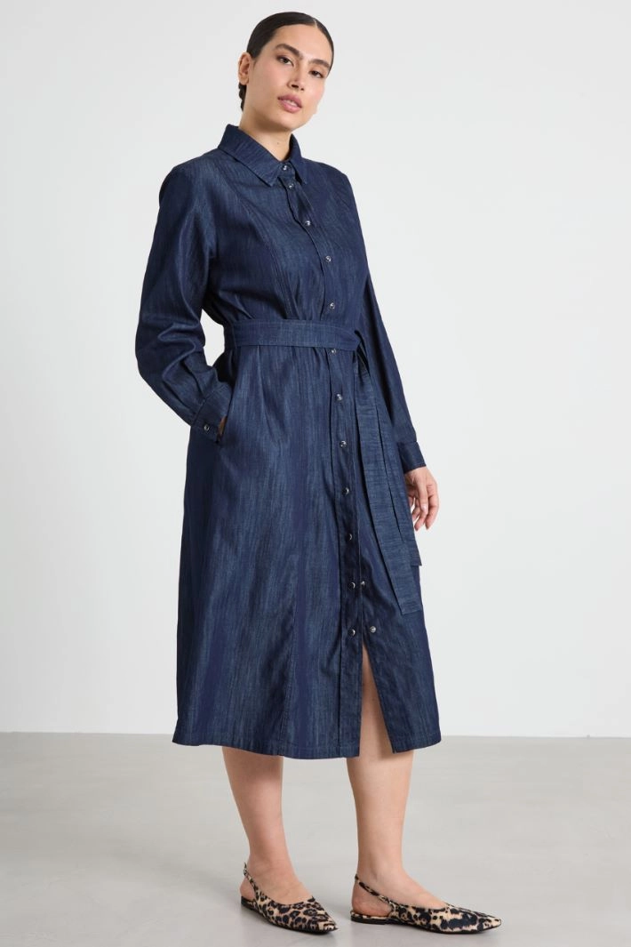 Lightweight denim shirt dress - NIGHT BLUE