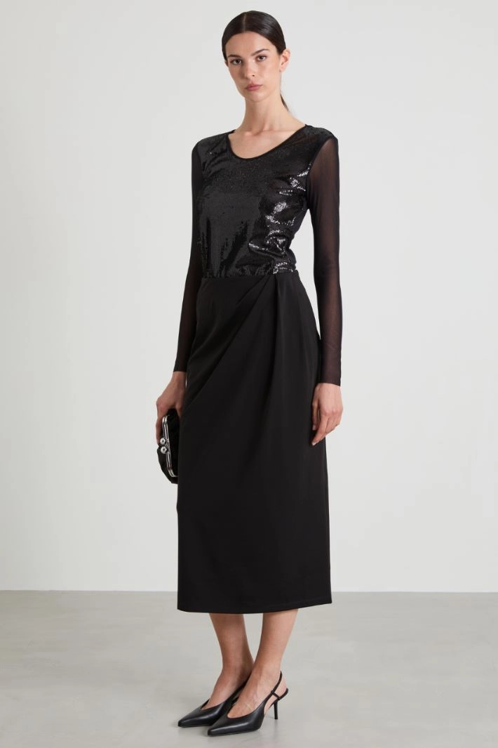 Draped Jersey Skirt - BLACK