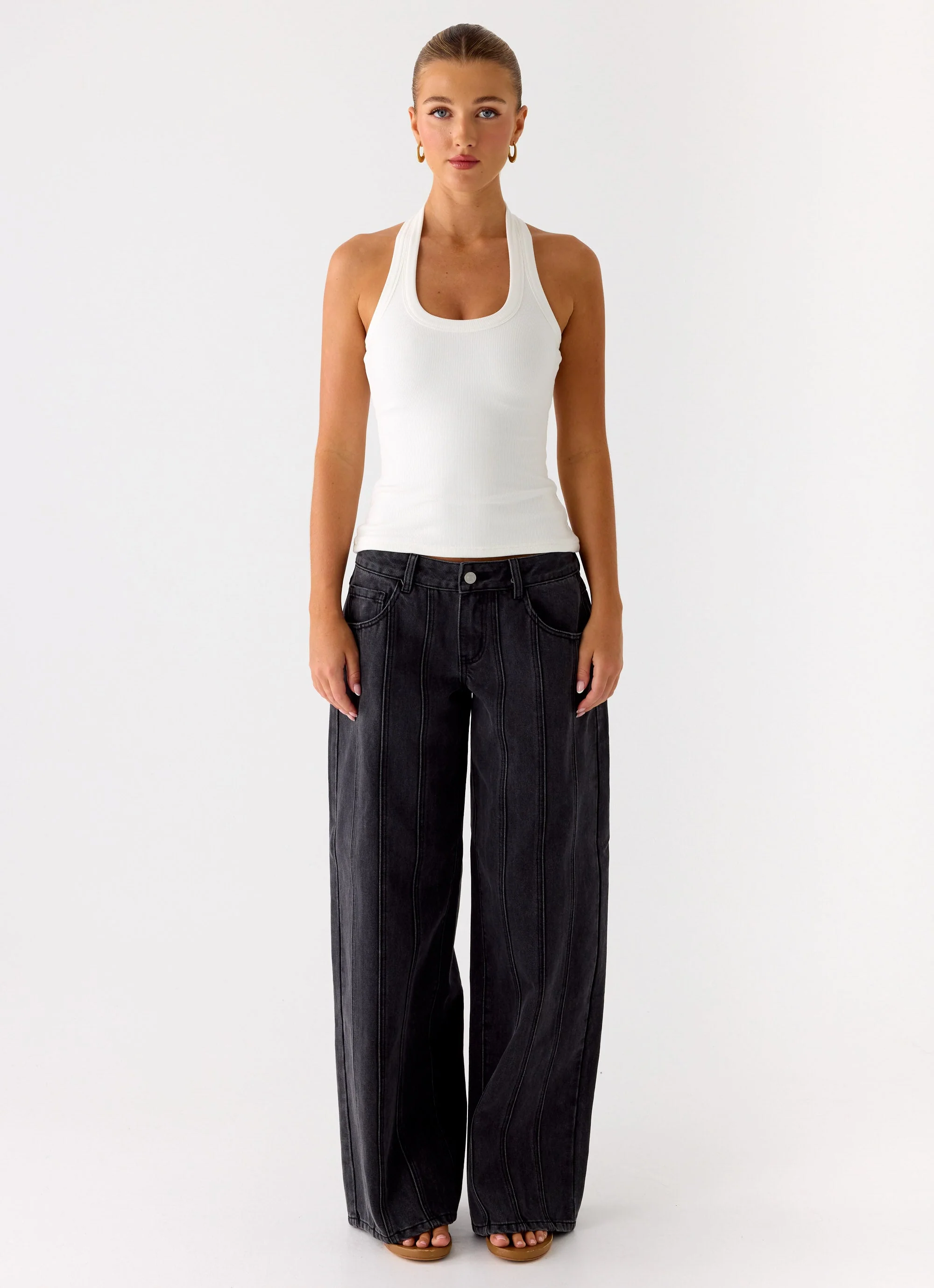 Nauton Ribbed Halter Top - White