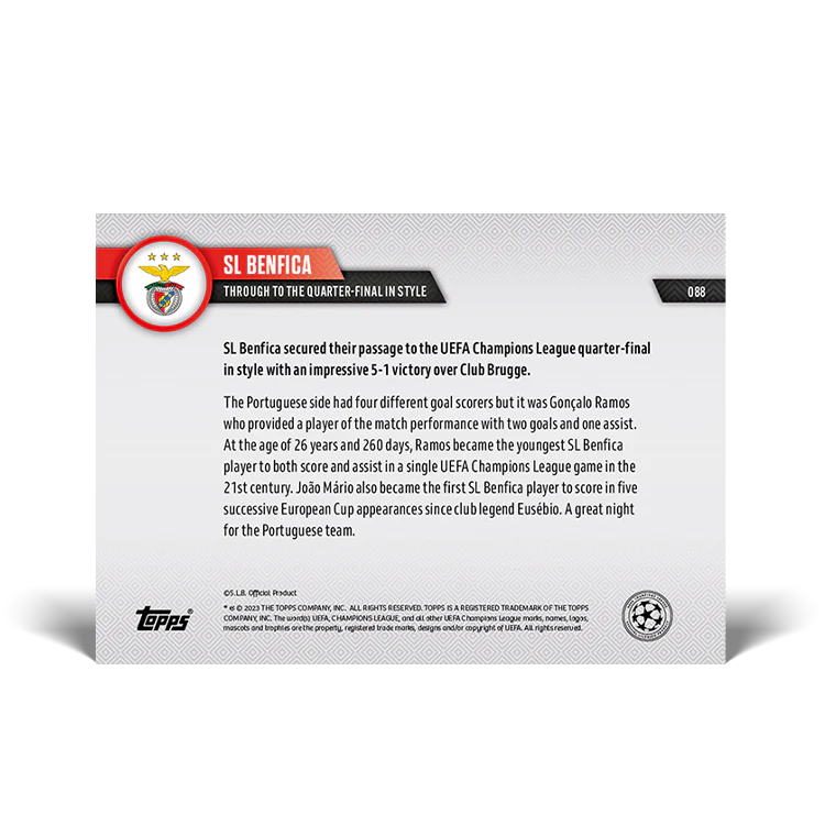 Topps UK - Through to the quarter-final with style - UCL TOPPS NOW® Card #88