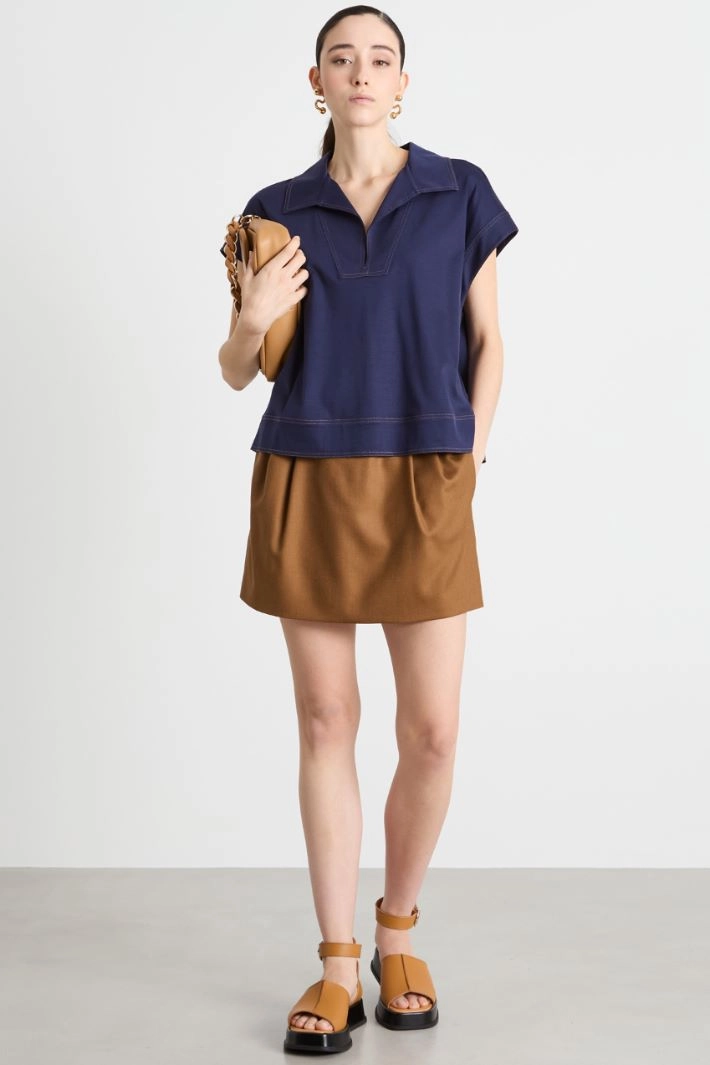 Drawstring miniskirt - CAMEL