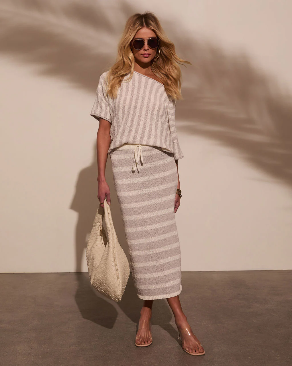 Mellow Mood Knit Drawstring Midi Skirt