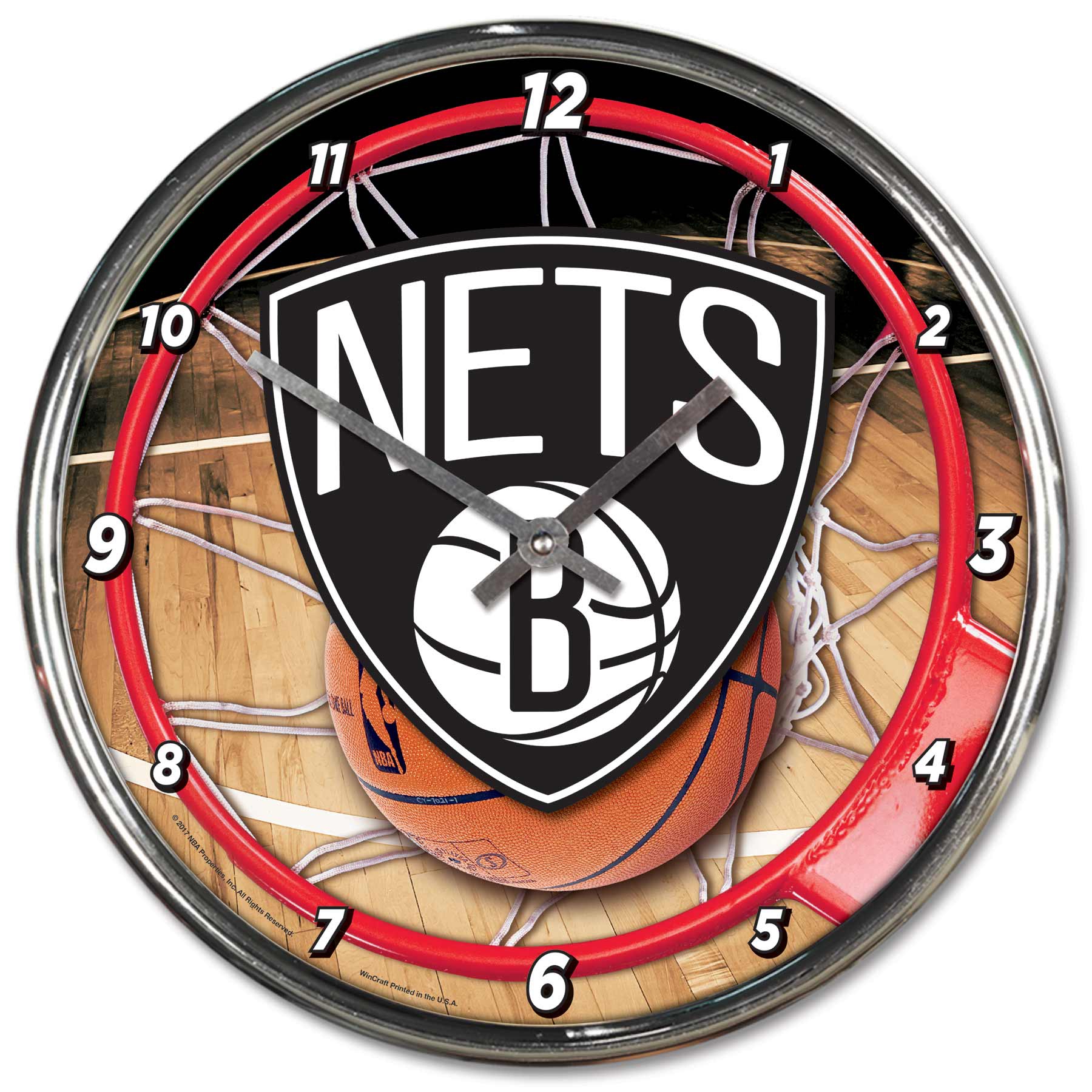 Brooklyn Nets WinCraft Chrome NBA Wall Clock