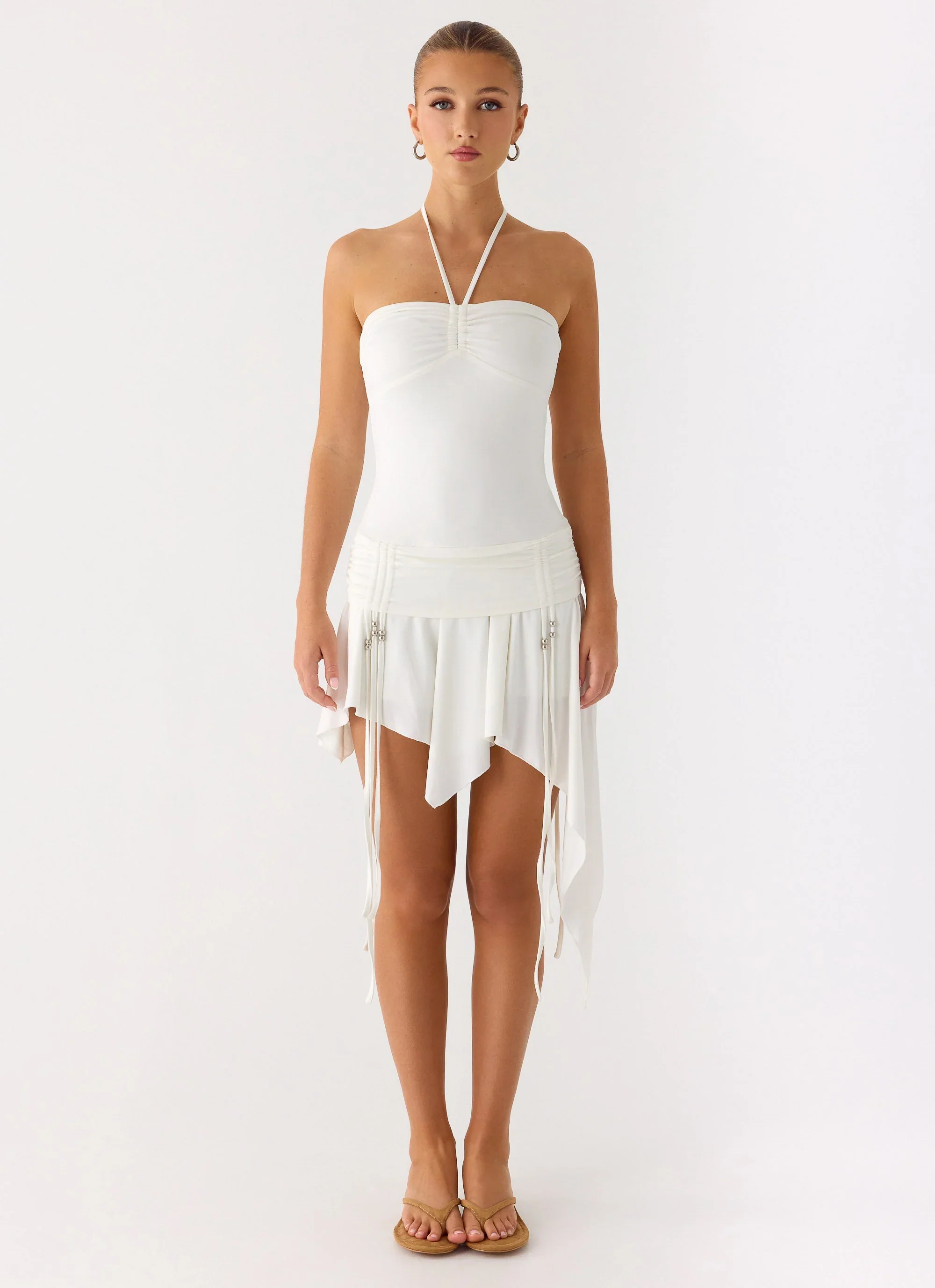 Khalida Jersey Halter Mini Dress - White