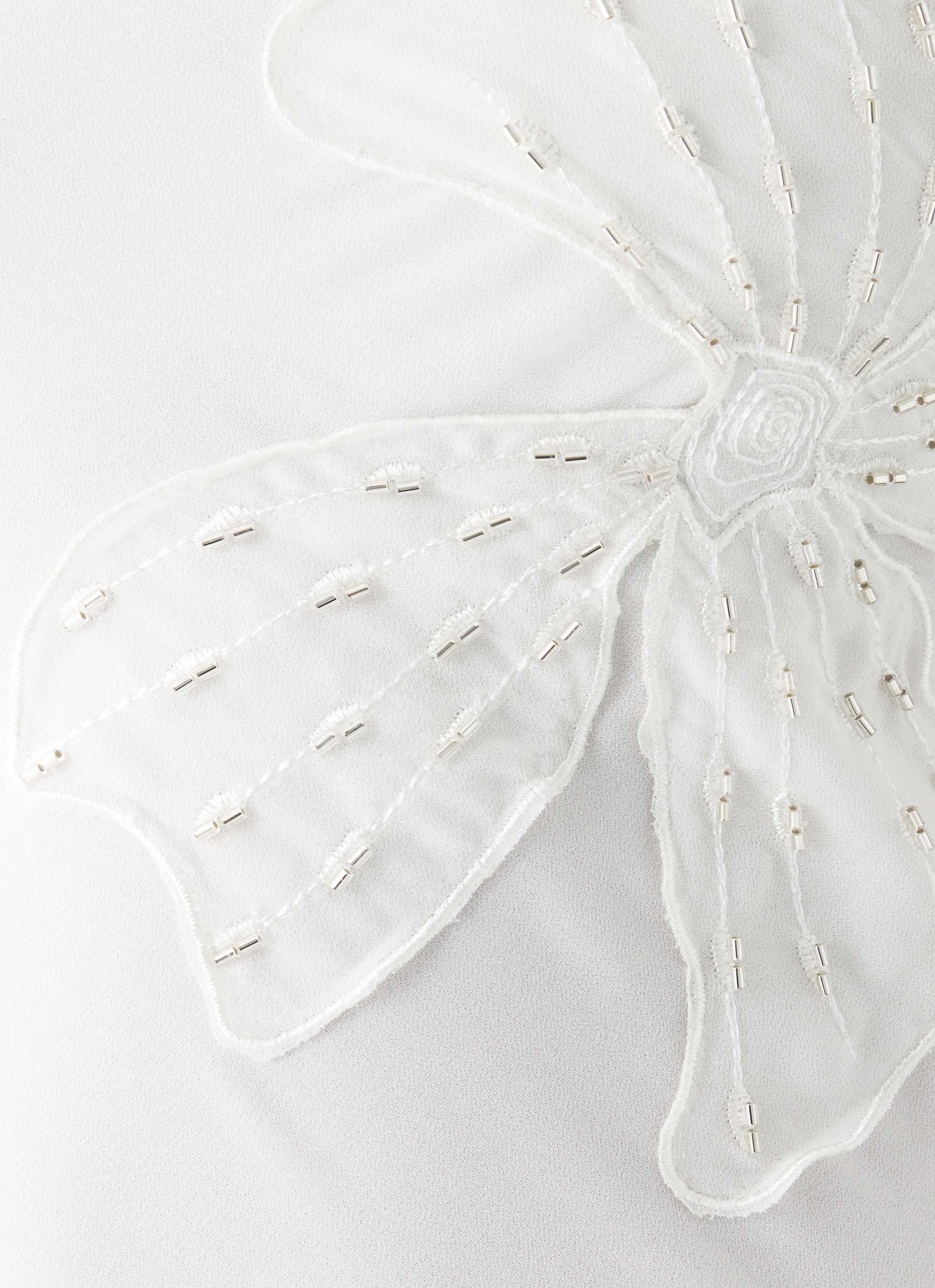 Sassafras Beaded Flower Strapless Maxi Dress - White