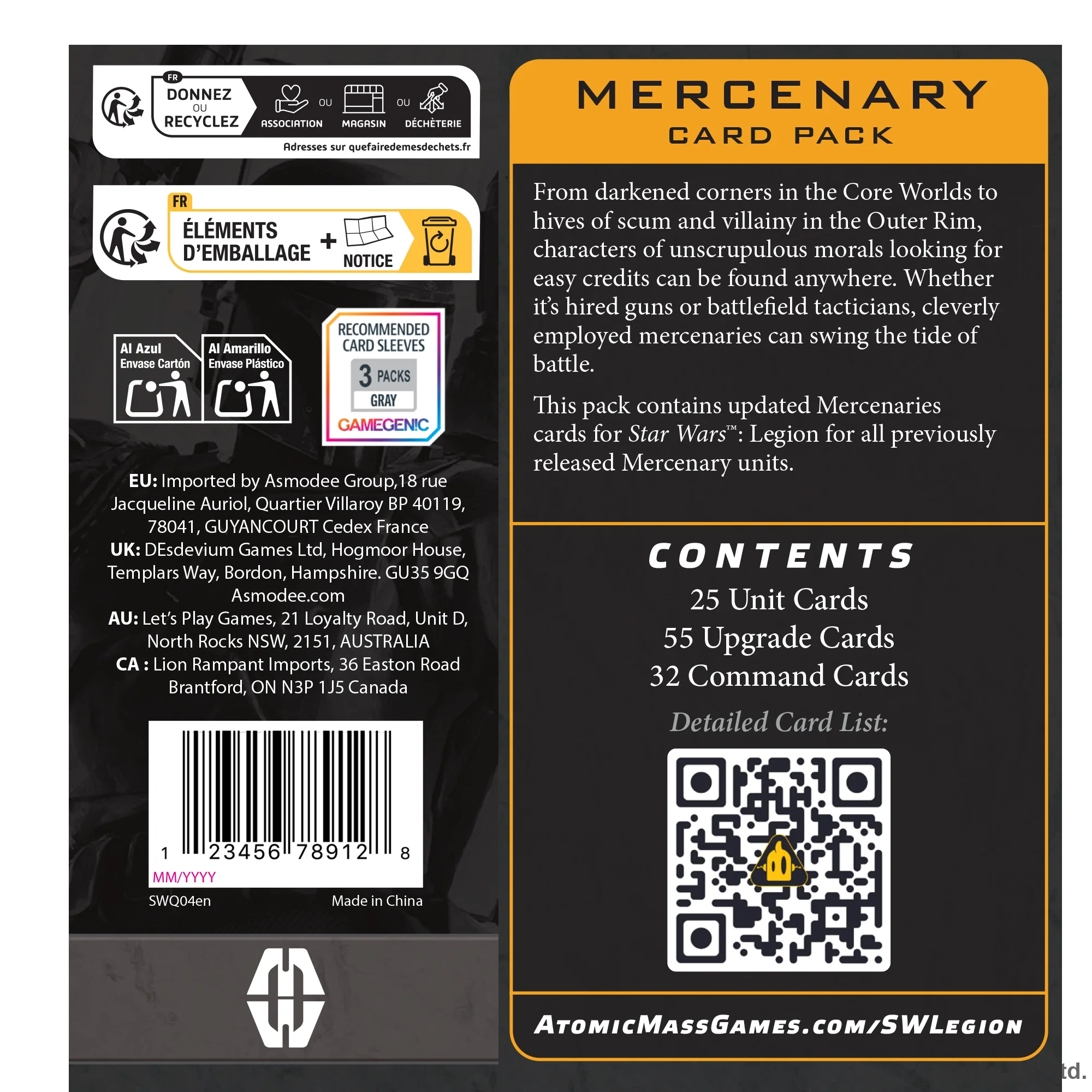 Star Wars: Legion - Mercenary Card Pack