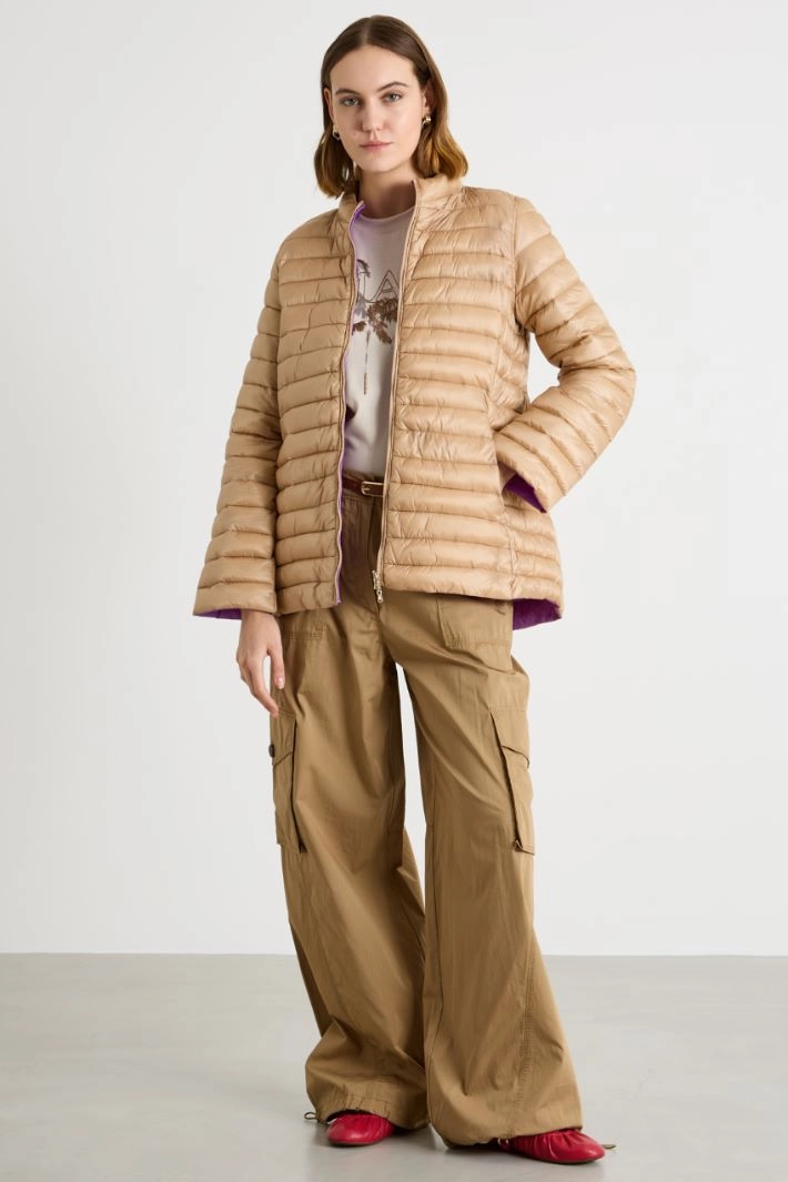 Two-tone reversible padded jacket - CAMEL PURPLE