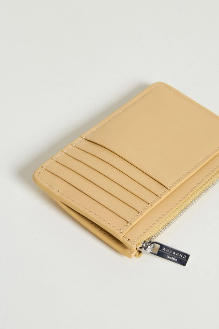 Leather card holder - BEIGE