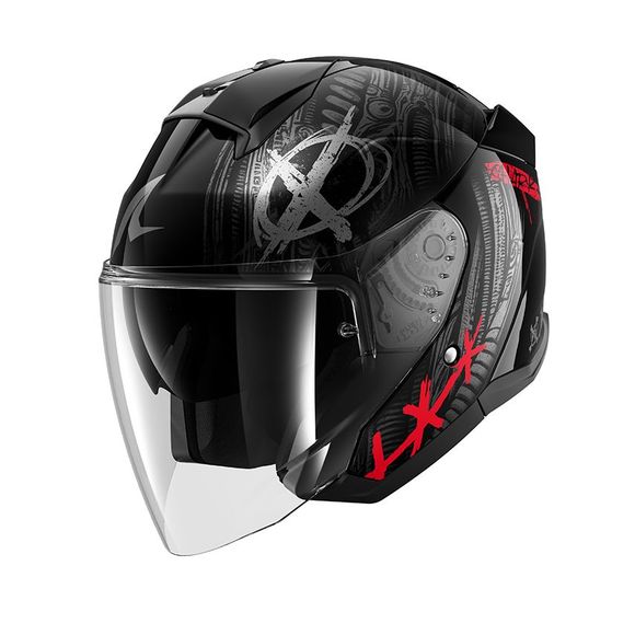 Casque jet Shark SKWAL JET SHIEVER - Noir / RougeRef : SH1855-C60038