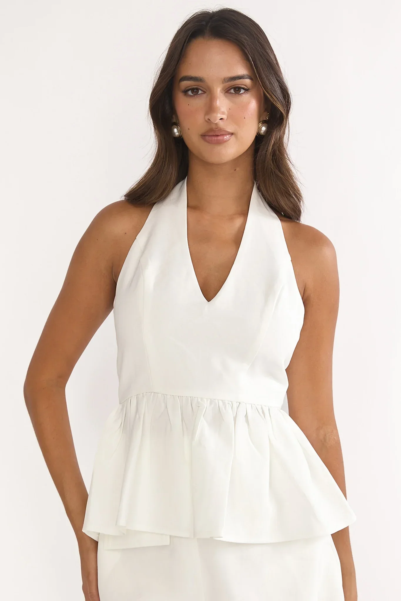 Molly Halter Peplum Top White