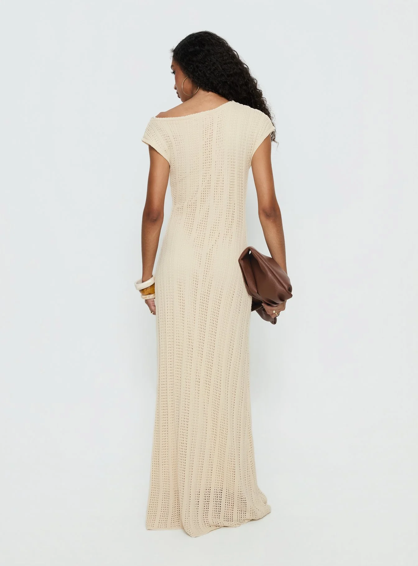 Break My Soul Knit One Shoulder Maxi Dress Beige
