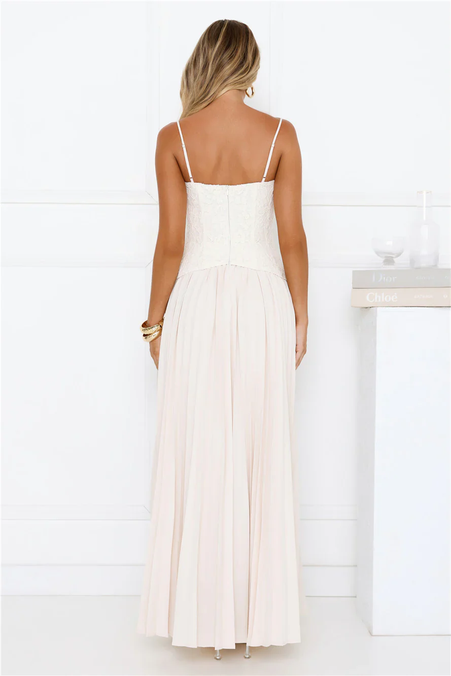 Antique Roses Lace Maxi Dress Cream