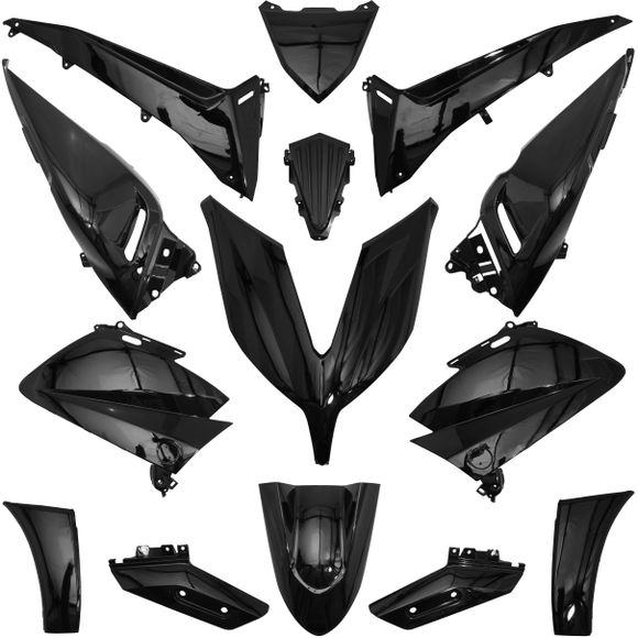 P2R glossy black fairing kit (14 pieces) maxi-scooter - BlackRef: 150931