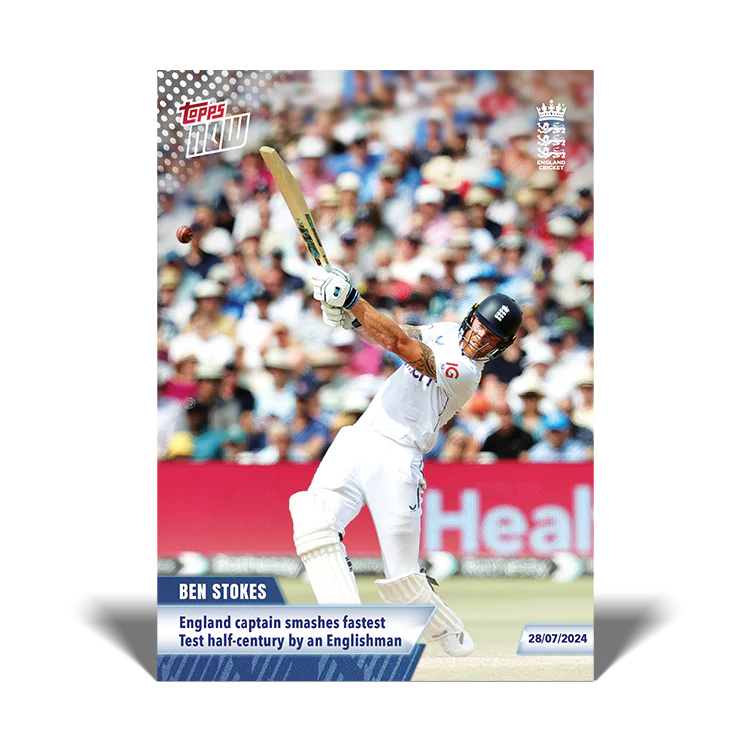 Ben Stokes - England captain smashes fastest half-century by an Englishman - 23/24 ECB TOPPS NOW® Card 16 - PR:45