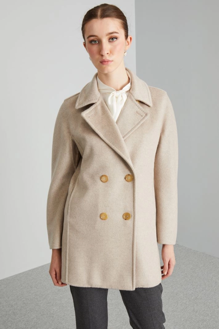 Cashmere pea coat - BEIGE