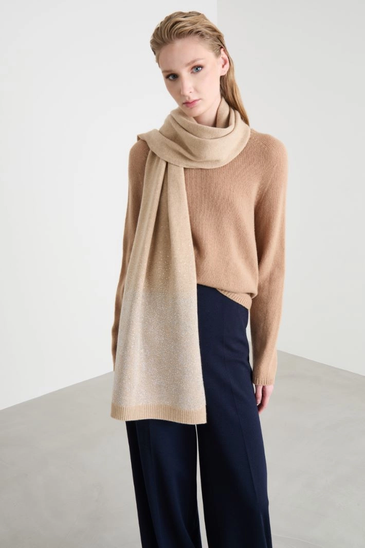 Dégradé rhinestone scarf - BEIGE