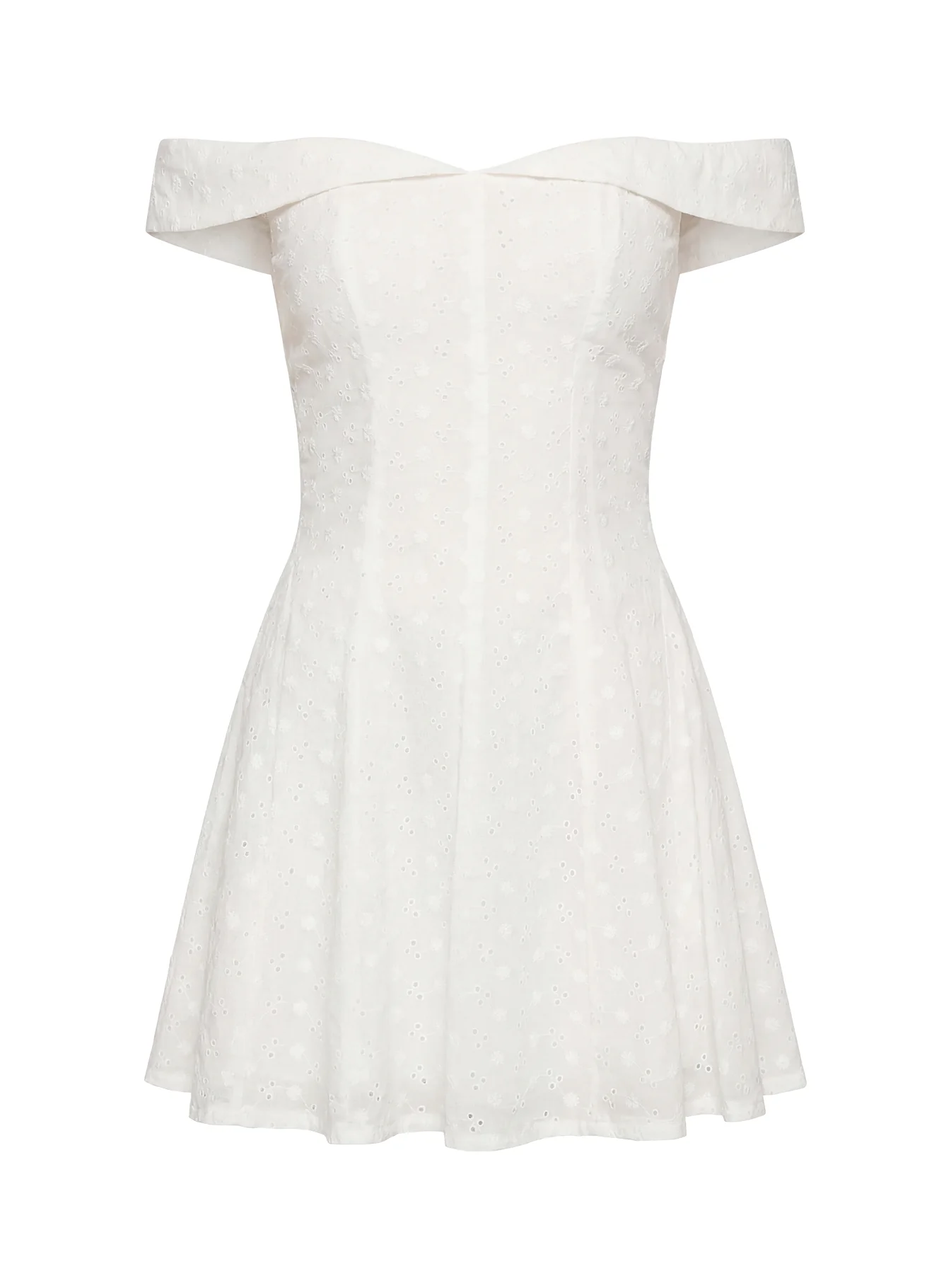 Rosebud Broderie Off The Shoulder Mini Dress White