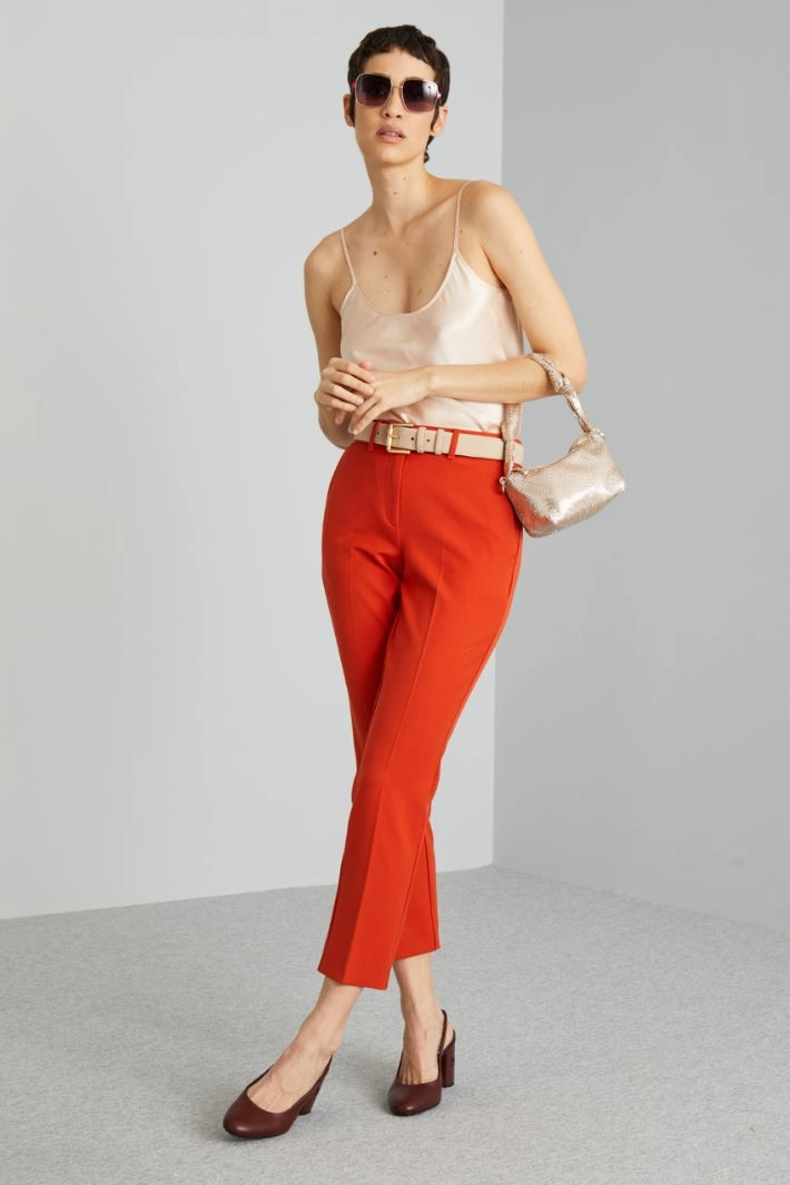 Viscose blend cigarette trousers - ORANGE