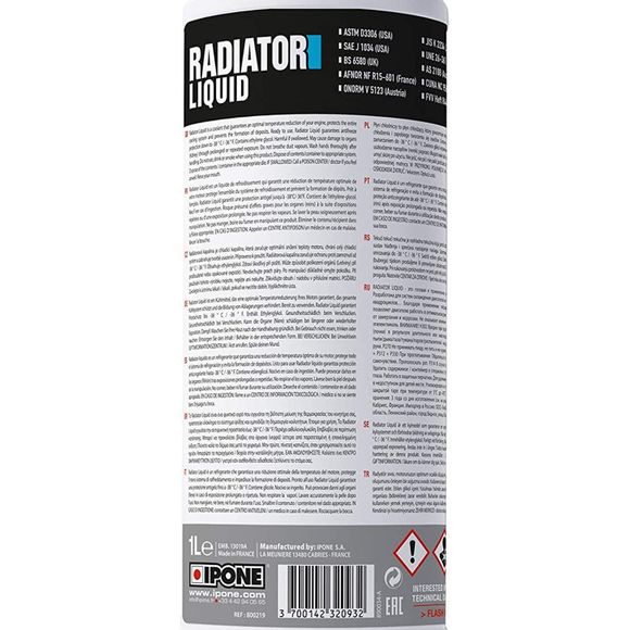 Coolant Ipone RADIATOR LIQUID 1 LITER UniversalRef: IP0029 / 800930