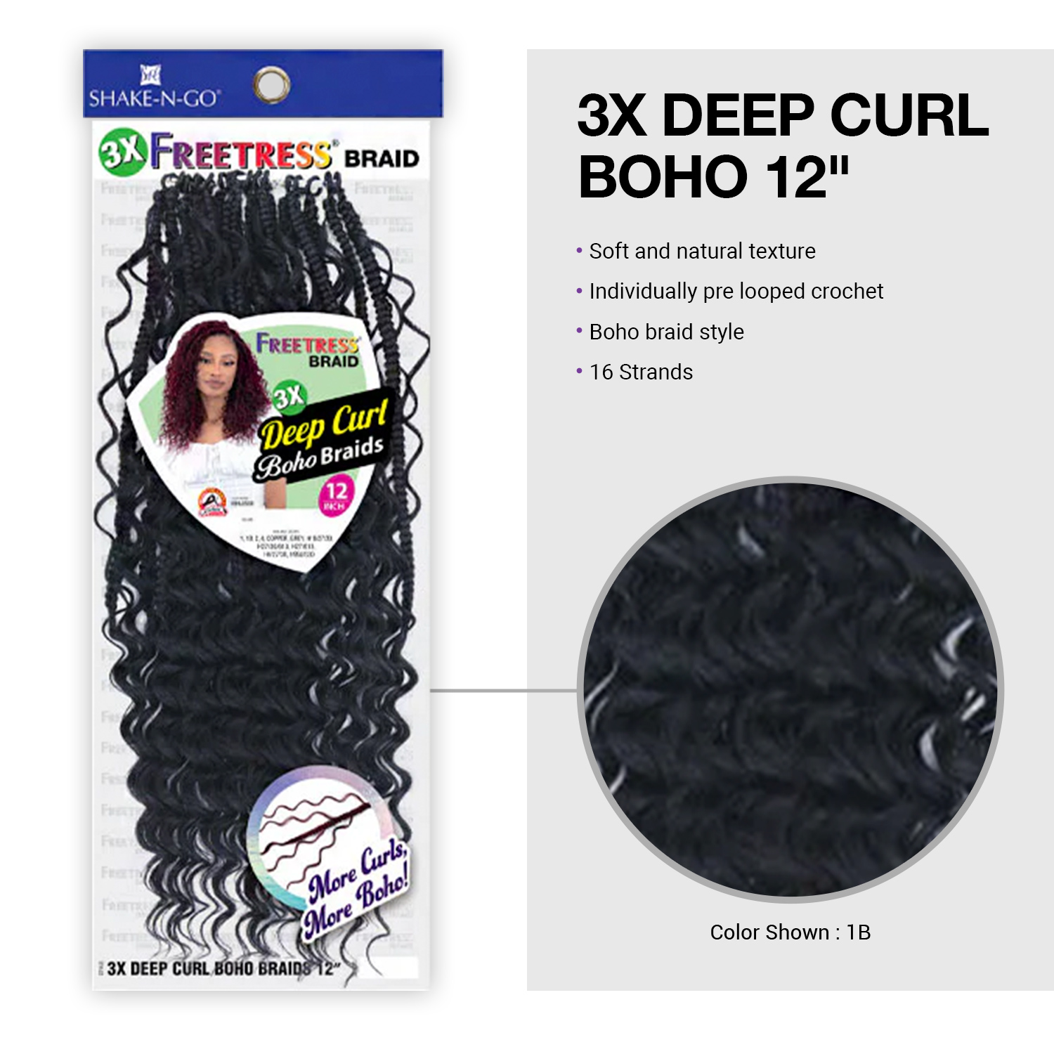 FreeTress Crochet Braids 3X Deep Curl Boho 12